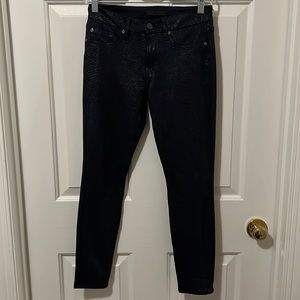 7 For All Man Kind Mid Rise Suede/Shimmer Skinny Jeans